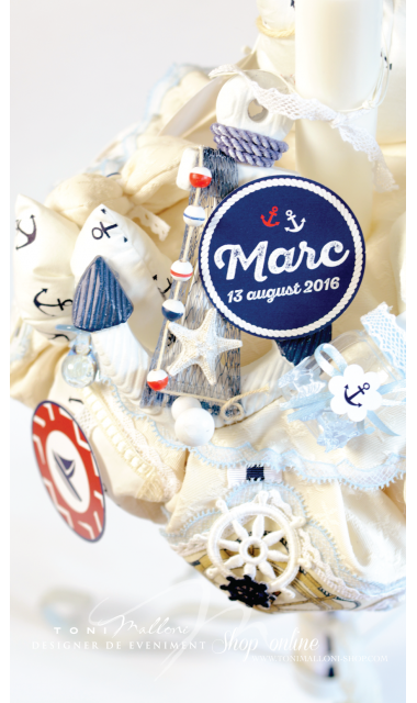 Lumanare de botez navy, nautic, ocean, marina , 65x4cm, Micul marinar  2